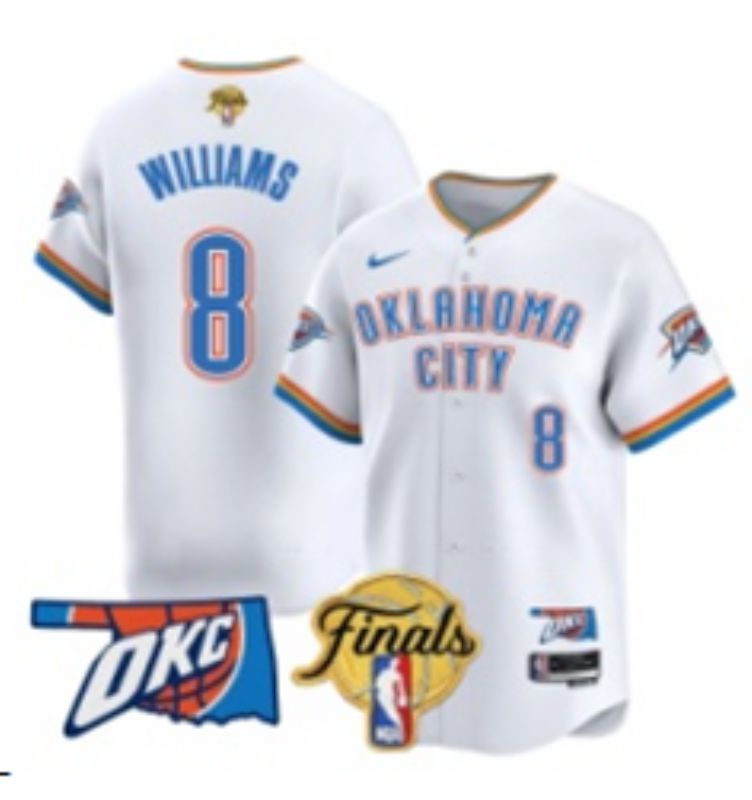 Men 2025 Oklahoma City Thunder #8 Williams White Nike Joint Name NBA Jersey style 41->oklahoma city thunder->NBA Jersey